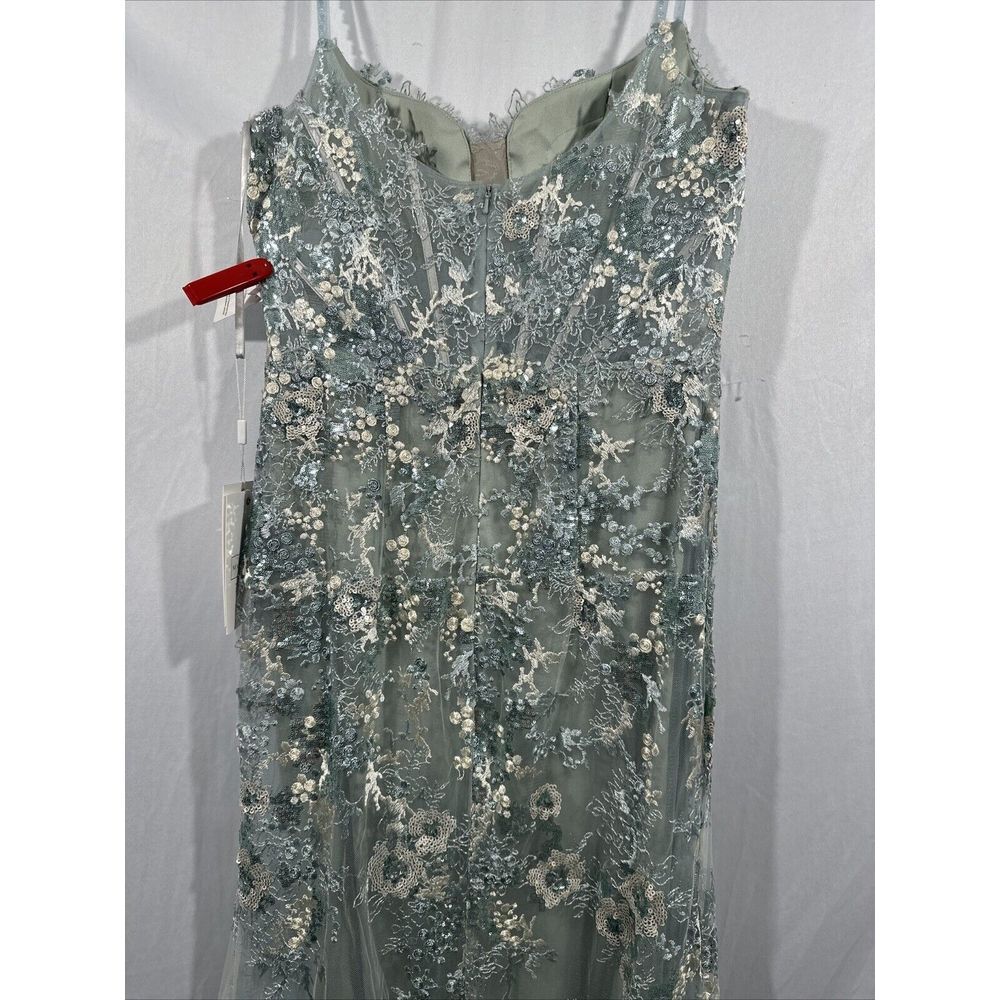 NWT $798 Mac Duggal [ 10 ] 79297 Embroidered‎ Spaghetti Strap Trumpet Gown Blue - Picture 15 of 16